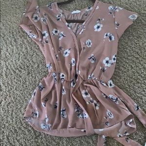 Flower print pink blouse